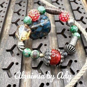 Green turquoise 12mm chunky beaded bracelet